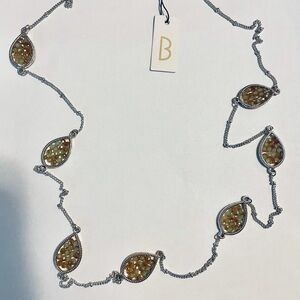 Bancroft 35 inch silver and bead necklace.